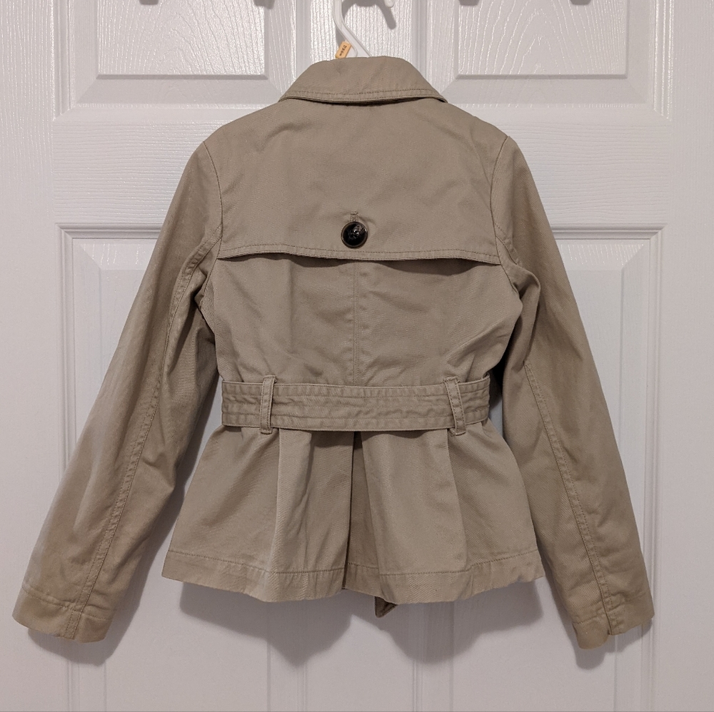 sz:S Joe Fresh Girls Double-Breasted Overcoat/Trench Coat & belt; Small, khaki - Picture 5 of 9